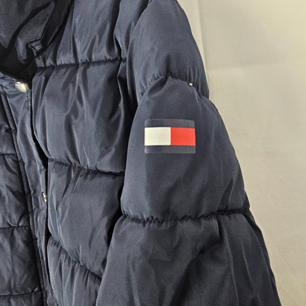 Tommy Hilfiger Puffer Jacket Blue Womens XL Full Zip Pockets Insulated Coat - Picture 3 of 12